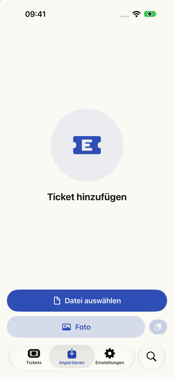 Importieren: Datei, Foto oder Zwischenablage auswählen.